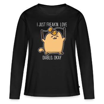 Chaton diabolo - T-shirt manches longues Premium bio Femme - noir - Devant - Julia (174cm)