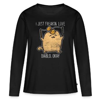 Cadeau de chaton diabolo - T-shirt manches longues Premium bio Femme - noir - Devant - Julia (174cm)