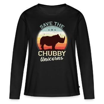 Nashorn Save The Chubby Unicorns Rhino Geschenk - Frauen Premium Bio Langarmshirt - Schwarz - Vorne - Julia (174cm)