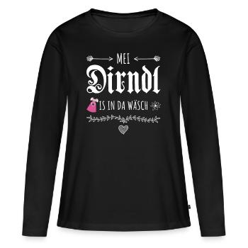 Mei Dirndl is in da Wäsch Spruch Idee - Frauen Premium Bio Langarmshirt - Schwarz - Vorne - Julia (174cm)