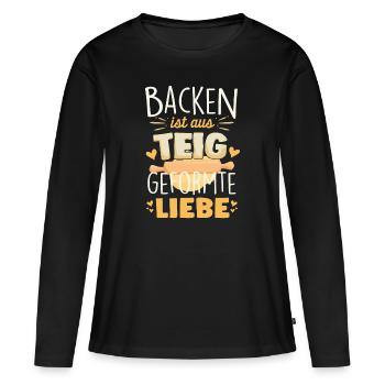 Backen Bäckerin Bäcker Konditorei - Frauen Premium Bio Langarmshirt - Schwarz - Vorne - Julia (174cm)