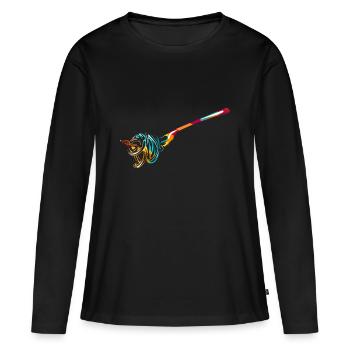 Cadeau spaghetti - T-shirt manches longues Premium bio Femme - noir - Devant - Julia (174cm)