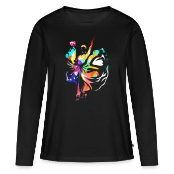 Flamenco - T-shirt manches longues Premium bio Femme - noir - Devant - Julia (174cm)