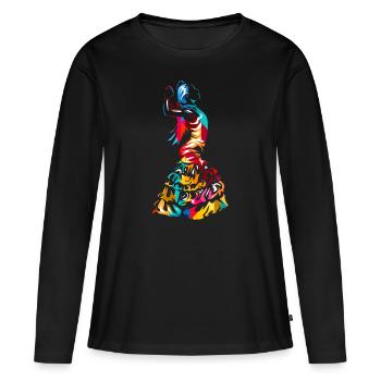 Flamenco - T-shirt manches longues Premium bio Femme - noir - Devant - Julia (174cm)