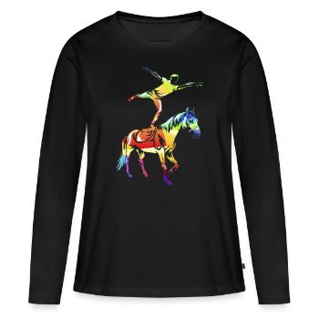 voûte - T-shirt manches longues Premium bio Femme - noir - Devant - Julia (174cm)