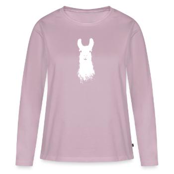 lama - T-shirt manches longues Premium bio Femme - rose poudré - Devant - Julia (174cm)