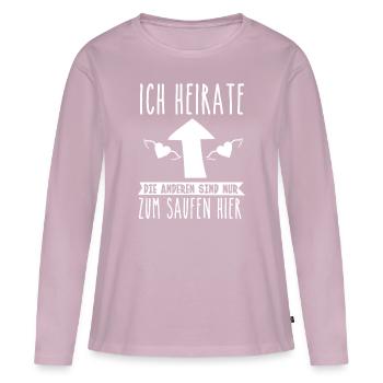 Fiançailles mariage marié - T-shirt manches longues Premium bio Femme - rose poudré - Devant - Julia (174cm)