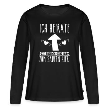 Verlobung Hochzeit Bräutigam - Frauen Premium Bio Langarmshirt - Schwarz - Vorne - Julia (174cm)