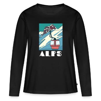 Alpen - Frauen Premium Bio Langarmshirt - Schwarz - Vorne - Julia (174cm)