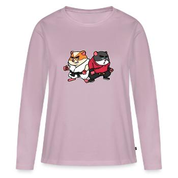 Cobayes - T-shirt manches longues Premium bio Femme - rose poudré - Devant - Julia (174cm)