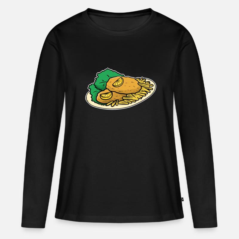 Wiener schnitzel - Frauen Premium Bio Langarmshirt - Schwarz