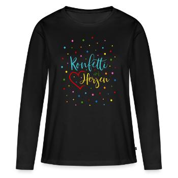 Konfetti im Herzen - Frauen Premium Bio Langarmshirt - Schwarz - Vorne - Julia (174cm)