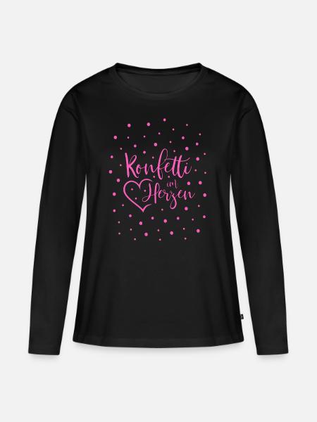 Konfetti im Herzen - Frauen Premium Bio Langarmshirt - Schwarz