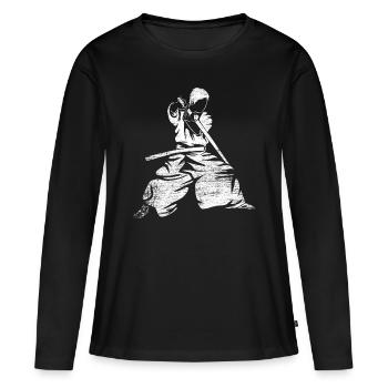 Iaido Cadeau - T-shirt manches longues Premium bio Femme - noir - Devant - Julia (174cm)