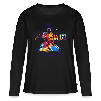 Iaido - T-shirt manches longues Premium bio Femme - noir - Devant - Julia (174cm)