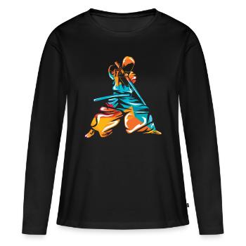 Iaido - T-shirt manches longues Premium bio Femme - noir - Devant - Julia (174cm)