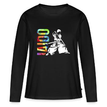 Iaido - T-shirt manches longues Premium bio Femme - noir - Devant - Julia (174cm)