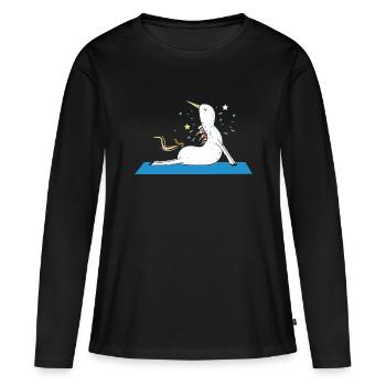 Chemise de licorne Mythical Creature Yoga Magic Gift - T-shirt manches longues Premium bio Femme - noir - Devant - Julia (174cm)