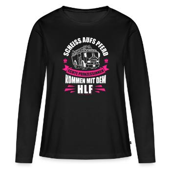 Feuerwehrmann Feuerwehr Sanitäter Freiwillige - Frauen Premium Bio Langarmshirt - Schwarz - Vorne - Julia (174cm)