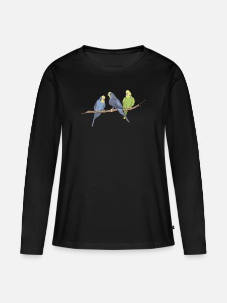oiseaux - Ekologisk långärmad premium-T-shirt dam - svart