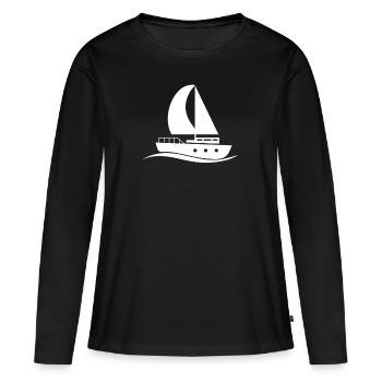 Boot - Frauen Premium Bio Langarmshirt - Schwarz - Vorne - Julia (174cm)