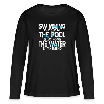 Maillot de bain de piscine - T-shirt manches longues Premium bio Femme - noir - Devant - Julia (174cm)