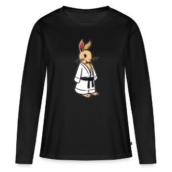 Kudo Kaninchen - Frauen Premium Bio Langarmshirt - Schwarz - Vorne - Julia (174cm)