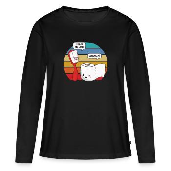 Cadeau de puns de brosse à dents et de tissus de toilette - T-shirt manches longues Premium bio Femme - noir - Devant - Julia (174cm)