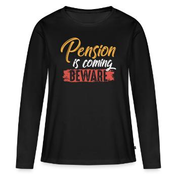 Pension Rente - Frauen Premium Bio Langarmshirt - Schwarz - Vorne - Julia (174cm)
