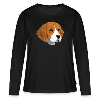 Beagle Hund - Frauen Premium Bio Langarmshirt - Schwarz - Vorne - Julia (174cm)