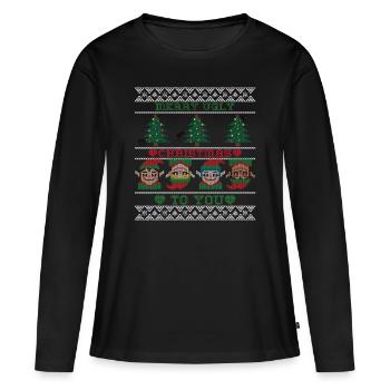 MERRY UGLY CHRISTMAS TO YOU - T-shirt manches longues Premium bio Femme - noir - Devant - Julia (174cm)