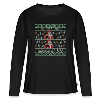 DRUNK SANTA GENEHMIGT - Frauen Premium Bio Langarmshirt - Schwarz - Vorne - Julia (174cm)