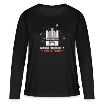 Orgel Orgelspieler Pfeifenorgel Musiker Organist - Frauen Premium Bio Langarmshirt - Schwarz - Vorne - Julia (174cm)
