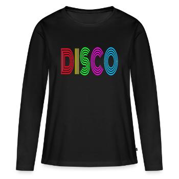 Discothèque des années 70 - T-shirt manches longues Premium bio Femme - noir - Devant - Julia (174cm)