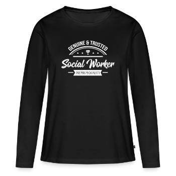 Cadeau libéral authentique et fiable de travailleur social - T-shirt manches longues Premium bio Femme - noir - Devant - Julia (174cm)