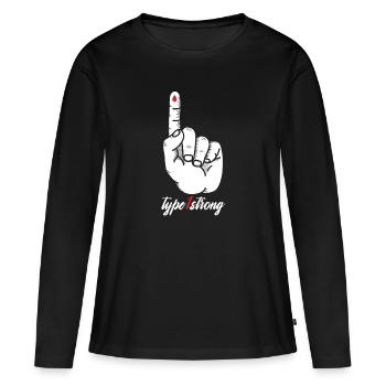 Typ 1 Starke Blutgruppe Finger Blut Geschenk - Frauen Premium Bio Langarmshirt - Schwarz - Vorne - Julia (174cm)