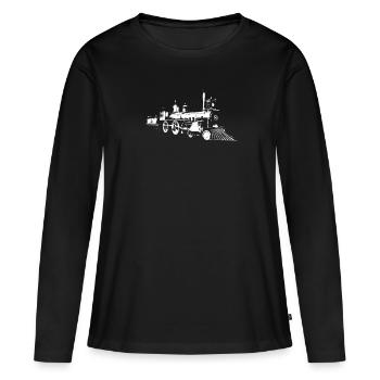 Modelleisenbahn - Frauen Premium Bio Langarmshirt - Schwarz - Vorne - Julia (174cm)