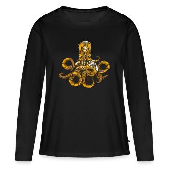 Poulpe steampunk - T-shirt manches longues Premium bio Femme - noir - Devant - Julia (174cm)