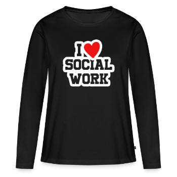 J'adore le travail libéral du travailleur social - T-shirt manches longues Premium bio Femme - noir - Devant - Julia (174cm)
