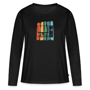 Nerd - T-shirt manches longues Premium bio Femme - noir - Devant - Julia (174cm)