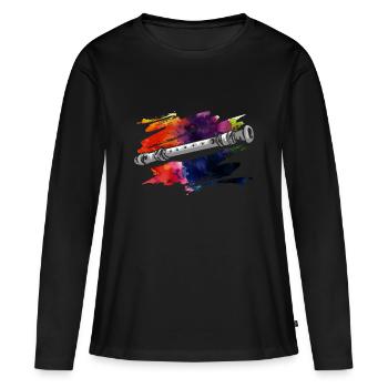 recorder - Women's Premium Organic Long Sleeve Shirt - black - Front - Julia (174cm)