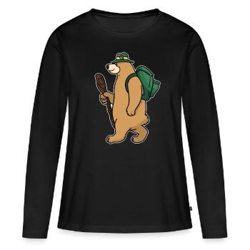 Backpacker Bär - Frauen Premium Bio Langarmshirt - Schwarz - Vorne - Julia (174cm)