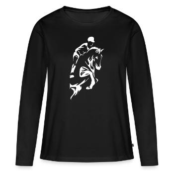 Cadeau de spectacle équestre de saut d'obstacles - T-shirt manches longues Premium bio Femme - noir - Devant - Julia (174cm)