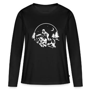 Concours équestre de saut d'obstacles - T-shirt manches longues Premium bio Femme - noir - Devant - Julia (174cm)