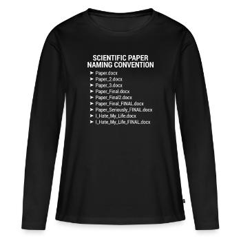 Noms des fichiers de la convention de dénomination des articles scientifiques - T-shirt manches longues Premium bio Femme - noir - Devant - Julia (174cm)