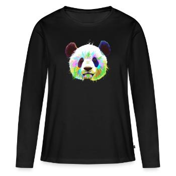 Splash Panda - T-shirt manches longues Premium bio Femme - noir - Devant - Julia (174cm)