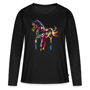 Cheval arabe arabe - T-shirt manches longues Premium bio Femme - noir - Devant - Julia (174cm)