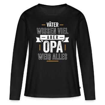 OPA WEIß ALLES - Frauen Premium Bio Langarmshirt - Schwarz - Vorne - Julia (174cm)