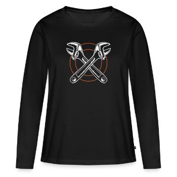 Klempner - Frauen Premium Bio Langarmshirt - Schwarz - Vorne - Julia (174cm)