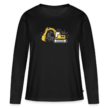 opérateur pelle - T-shirt manches longues Premium bio Femme - noir - Devant - Julia (174cm)
